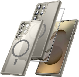 Puzdro pre Samsung Galaxy S25 Ultra, pre MagSafe, ERBORD Matt Case, titánovo šedá + sklo na displej