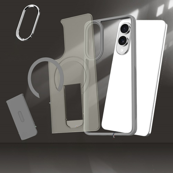 Puzdro pre Samsung Galaxy S25 Edge, Kickstand Matt Case, pre MagSafe, titánovo šedá