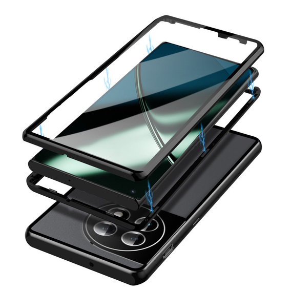 Puzdro pre OnePlus 11 5G, Magnetic Dual Glass, čierne