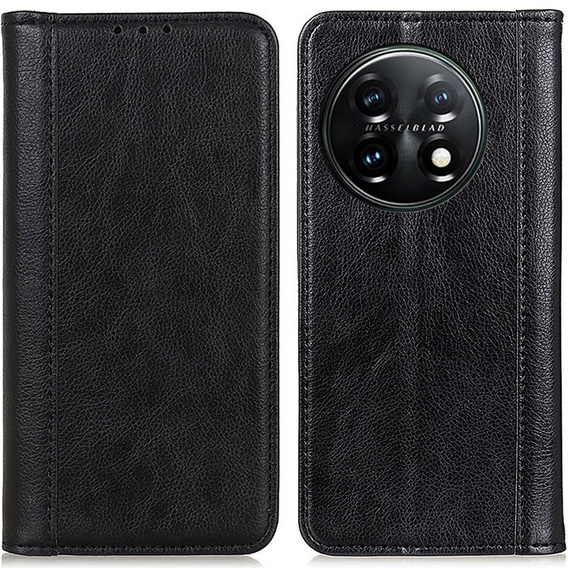 Flipové puzdro pre OnePlus 11 5G, Split Leather, čierne