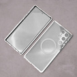 Magnetické puzdro Dual Glass MagSafe pre Samsung Galaxy S22 Ultra, strieborné