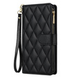 Puzdro s chlopňou pre Samsung Galaxy A56 5G, Rhombus Crossbody Leather, čierne