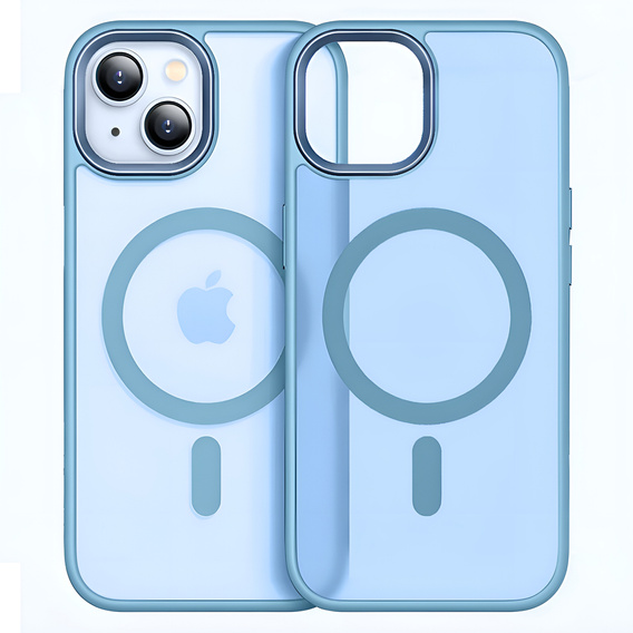Puzdro pre iPhone 15, pre MagSafe, ERBORD Matt Case, modrý + sklo na displej