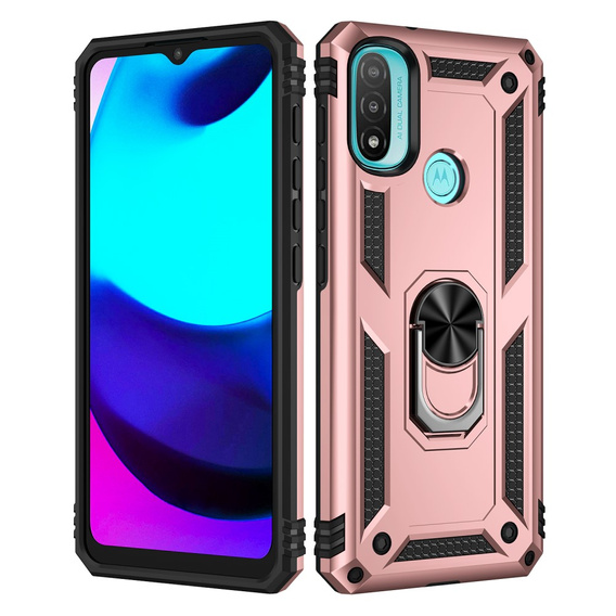 Pancierované obal na mobil pre Motorola Moto E20/E30/E40, Nox Case Ring, ružové rose gold