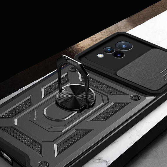 Obal na mobil pre Vivo V21 5G, CamShield Slide, čierne
