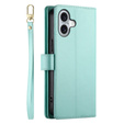 Klapkové puzdro pre iPhone 16, Wallet Zipper Pocket, zelený