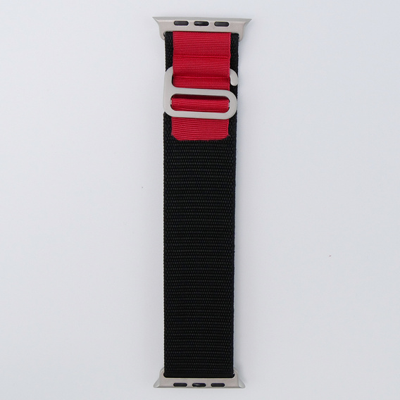 Nylonový remienok pre Apple Watch 1/2/3/4/5/6/7/8/SE/ULTRA 42/44/45/49 mm, čierny / červený