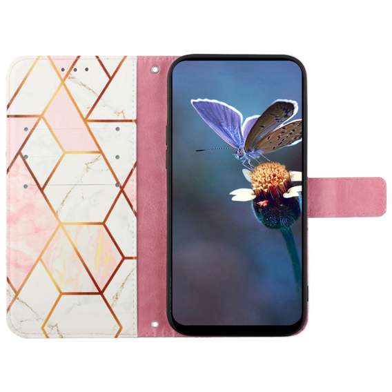 Klapkové puzdro pre Xiaomi Redmi Note 13 Pro 4G / Xiaomi Redmi Note 14S / Xiaomi Poco M6 Pro 4G, Wallet, Marble ružové