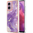 Ochranné puzdro pre Motorola Moto G24 / G24 Power / G04, Marble Slim Case, tmavo fialová