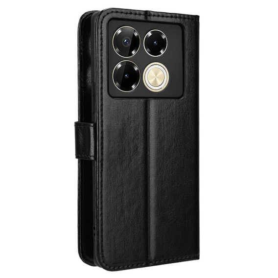 Klapkové puzdro pre Infinix Note 40 Pro Plus, Crazy Horse Wallet, čierne