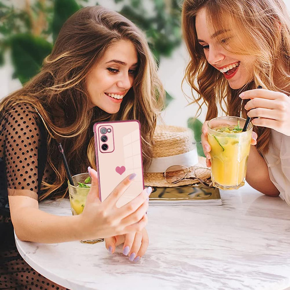 Obal na mobil pre Samsung Galaxy S20 FE, Electro heart, ružové rose gold
