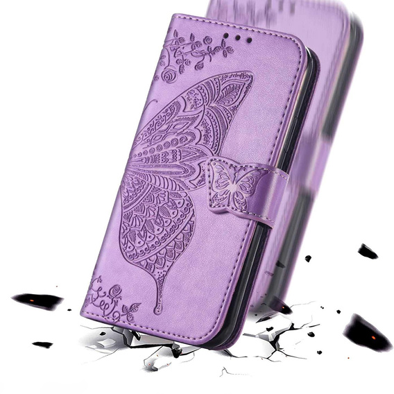 Klapkové puzdro pre Oppo Reno 14F, peňaženka, Butterfly, fialové