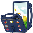 Detské puzdro pre Samsung Galaxy Tab S9 FE+ Plus, Cute Patterns, so stojanom, tmavomodrá