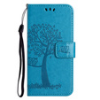 Klapkové puzdro pre Motorola Moto E22 / E22i, Wallet, tree i sowy, modré
