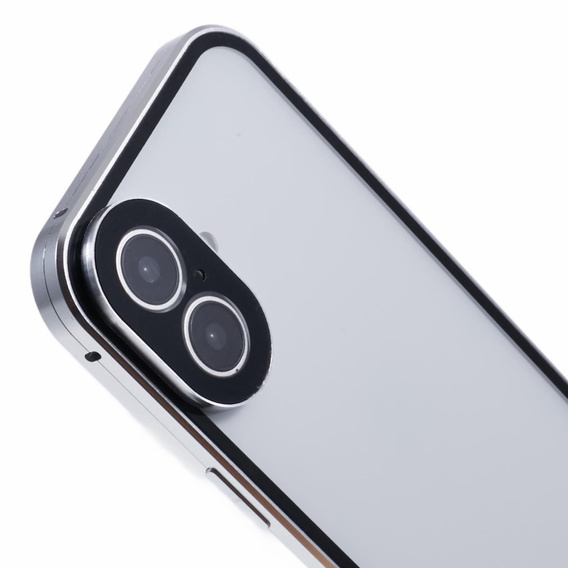 Puzdro pre iPhone 16, Magnetic Dual Glass, strieborné