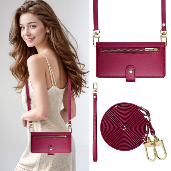 Klapkové puzdro pre Honor Magic 7 Lite, Wallet Zipper Pocket, červené