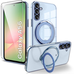 Magnetické puzdro pre Samsung Galaxy A56, pre MagSafe, modré + sklo 9H