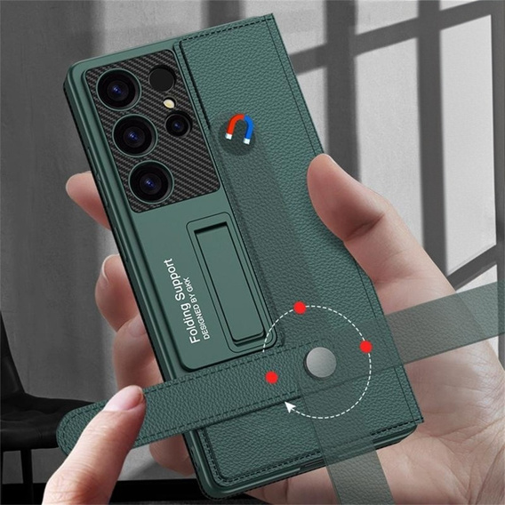 Flipové puzdro pre Samsung Galaxy S25 Ultra, GKK Card Slot Wallet, zelený