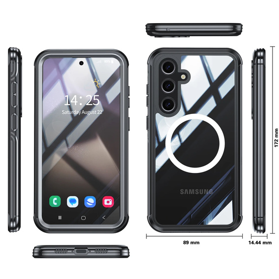 Puzdro pre Samsung Galaxy S25, Shockproof, so sklom, pre MagSafe, čierne