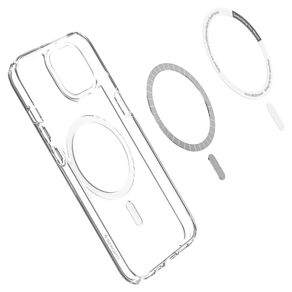 Puzdro MagSafe Spigen pre iPhone 13 Mini, Ultra Hybrid, biele + tvrdené sklo 9H