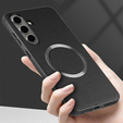 Obal na mobil pre Samsung Galaxy S24 FE, Leather Hybrid MagSafe, čierne