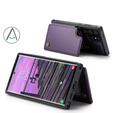 CASEME flipové puzdro pre Samsung Galaxy S25 Ultra, Litchi Wallet, fialové