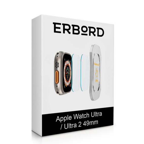 2x tvrdené sklo s montážnym rámom ERBORD pre Apple Watch Ultra 1/2/3 49 mm