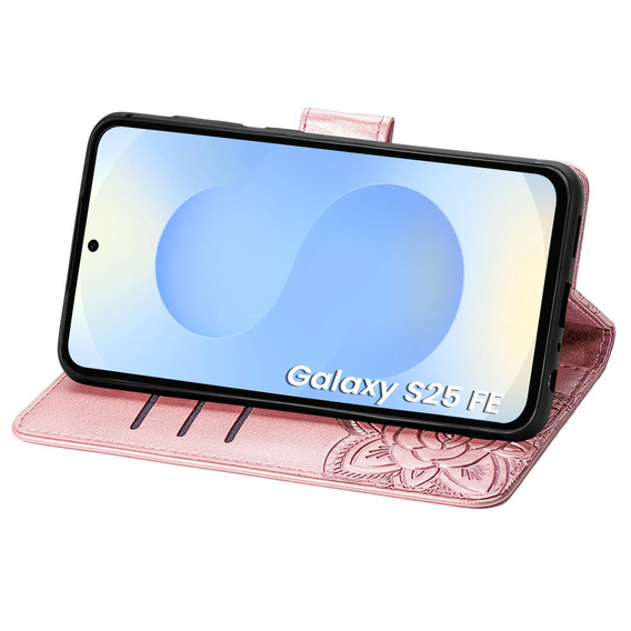 Klapkové puzdro pre Samsung Galaxy S25 FE, Butterfly, ružové rose gold