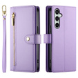 Klapkové puzdro pre Samsung Galaxy S24 FE, Wallet Zipper Pocket, fialové