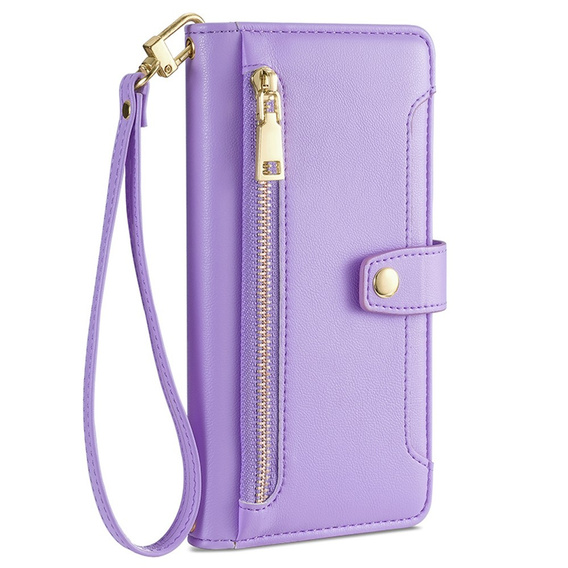 Klapkové puzdro pre Realme 12 Pro 5G / 12 Pro+ 5G, Wallet Zipper Pocket, fialové