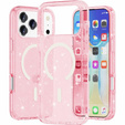 Puzdro pre iPhone 17 Pro, pre MagSafe, trblietavé, transparentné ružové