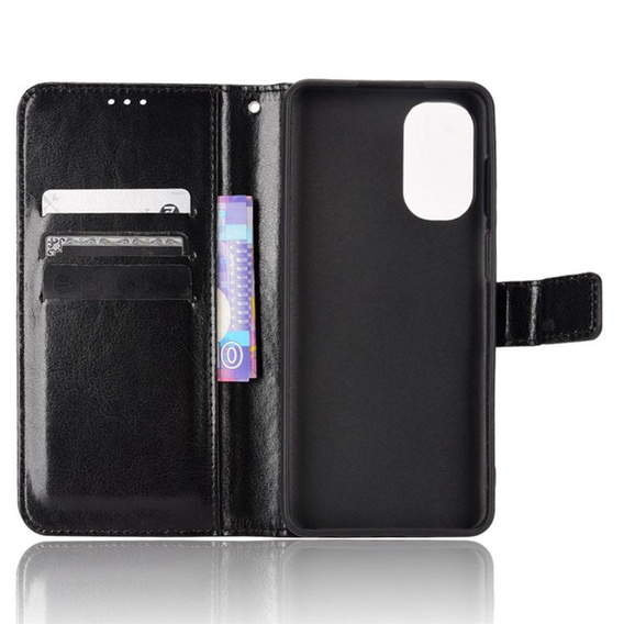 Klapkové puzdro pre Motorola Moto G62 5G, Crazy Horse Wallet, čierne