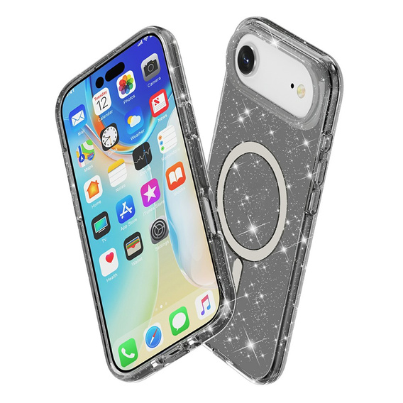 Puzdro pre iPhone Air, pre MagSafe, trblietavé, priesvitné čierne