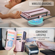 Puzdro CASEME pre Samsung Galaxy S25 FE, RFID Leather Wallet, s popruhom cez rameno, ružové