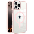 Puzdro pre iPhone 16 Pro Max, pre MagSafe, ERBORD Matt Case, transparentné / ružové + sklo na displej