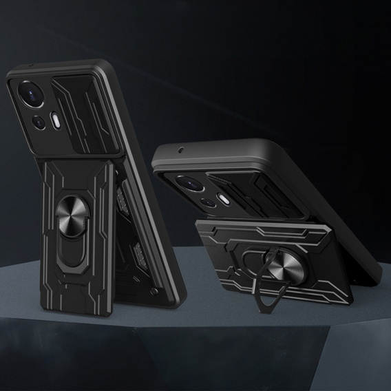 Obrnené puzdro pre Motorola Edge 30 Neo 5G, Camera Slide Card Slot, čierne