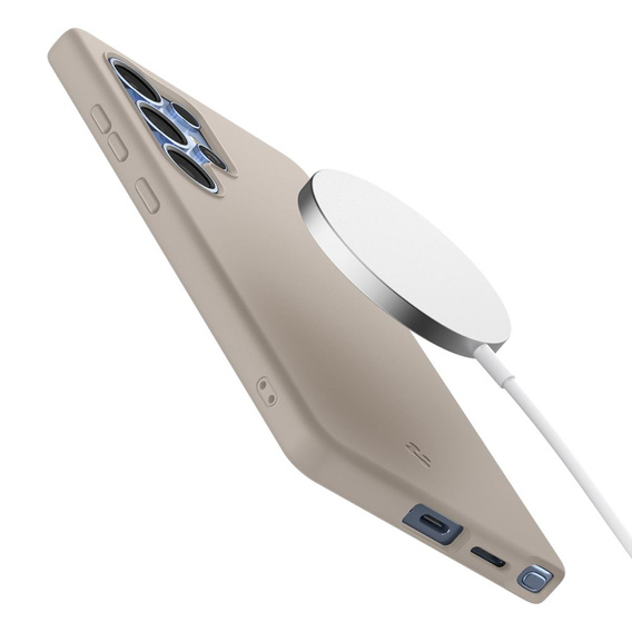 Spigen puzdro pre Samsung Galaxy S25 Ultra, Silicone Fit Mag, sivé + tvrdené sklo