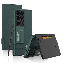 Flipové puzdro pre Samsung Galaxy S25 Ultra, GKK Card Slot Wallet, zelený