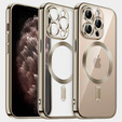 Puzdro pre iPhone 11 Pro Max, Electro MagSafe, zlaté + sklo na displej