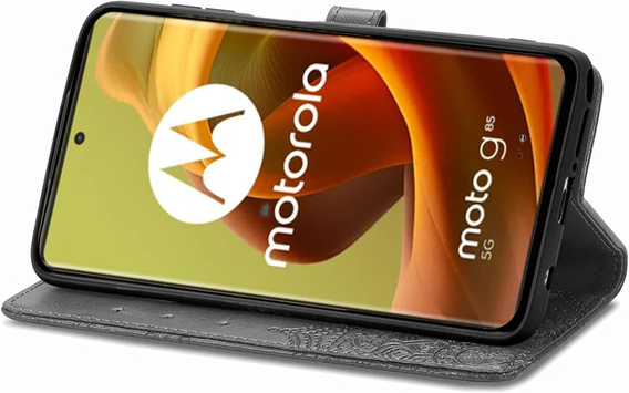 Klapkové puzdro pre Motorola Moto G85, Mandala, sivé