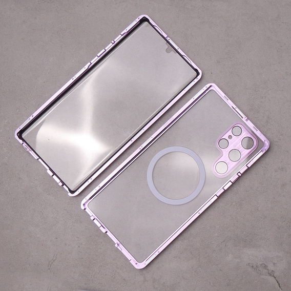 Magnetické puzdro Dual Glass MagSafe pre Samsung Galaxy S22 Ultra, fialové