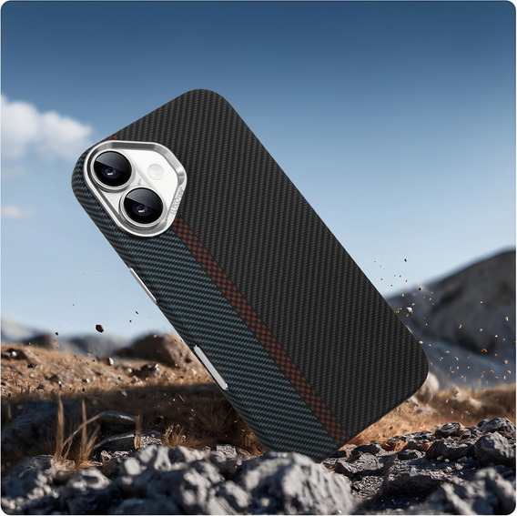 Puzdro pre iPhone 16 Plus, Carbon Fiber MagSafe, čierna / modrá