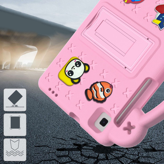 Detské puzdro pre Samsung Galaxy Tab A7 Lite 8.7 T220/T225, Cute Patterns, so stojanom, ružové