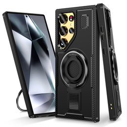 Obal na mobil pre Samsung Galaxy S25 Ultra, Kickstand Ring, čierne