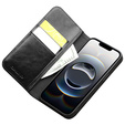 Flipové puzdro pre Iphone 16E, QIALINO Leather Wallet, čierne
