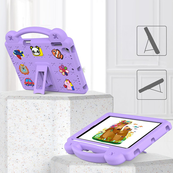 Detské puzdro pre iPad 9.7" 2018/2017 (6/5 gen.) / Pro 9.7" 2016, Cute Patterns, so stojanom, fialové