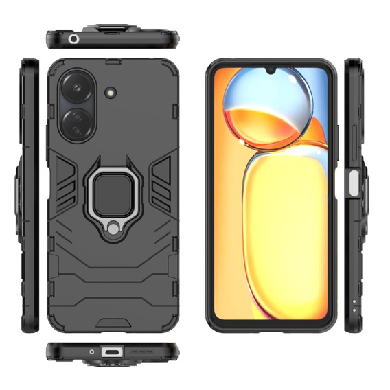 Obal na mobil pre Xiaomi Redmi 13C / Poco C65, Kickstand Ring, čierne
