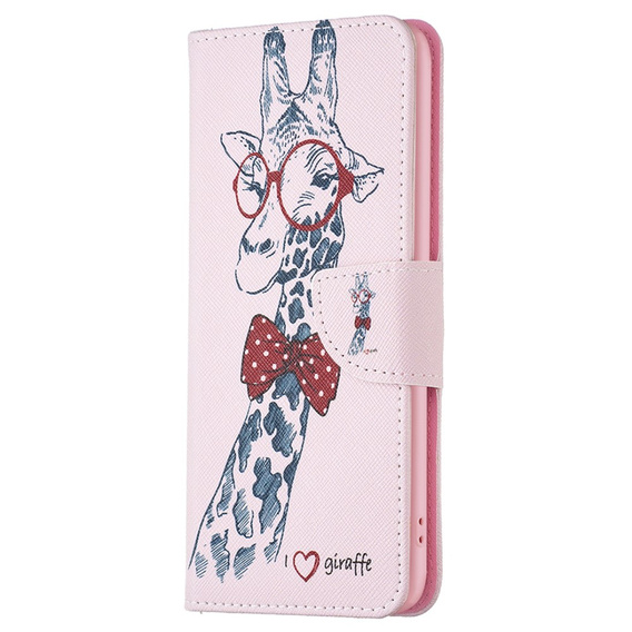Klapkové puzdro pre Samsung Galaxy A05s, Wallet, giraffe, ružové