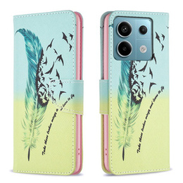 Klapkové puzdro pre Xiaomi Redmi Note 13 Pro 5G, Wallet, Feather modré / žlté