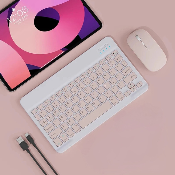 Bezdrôtová klávesnica a Bluetooth myš pre Android/Windows, ružová